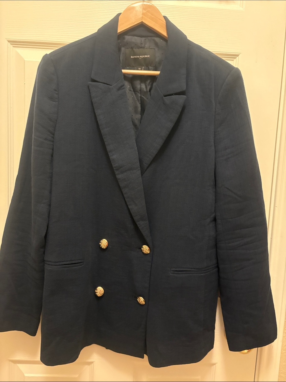 Banana Republic Women's Navy Double-Breasted Blazer with Gold Buttons A067